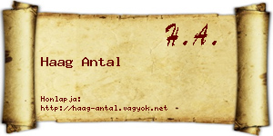Haag Antal névjegykártya